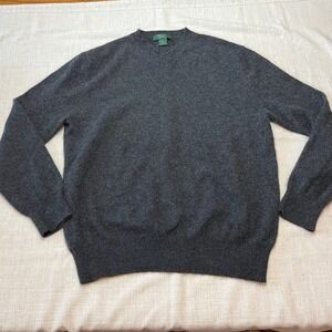 Marshall Fields 100% Cashmere Sweater Mens L Dark Gray V Neck Long Sleeve